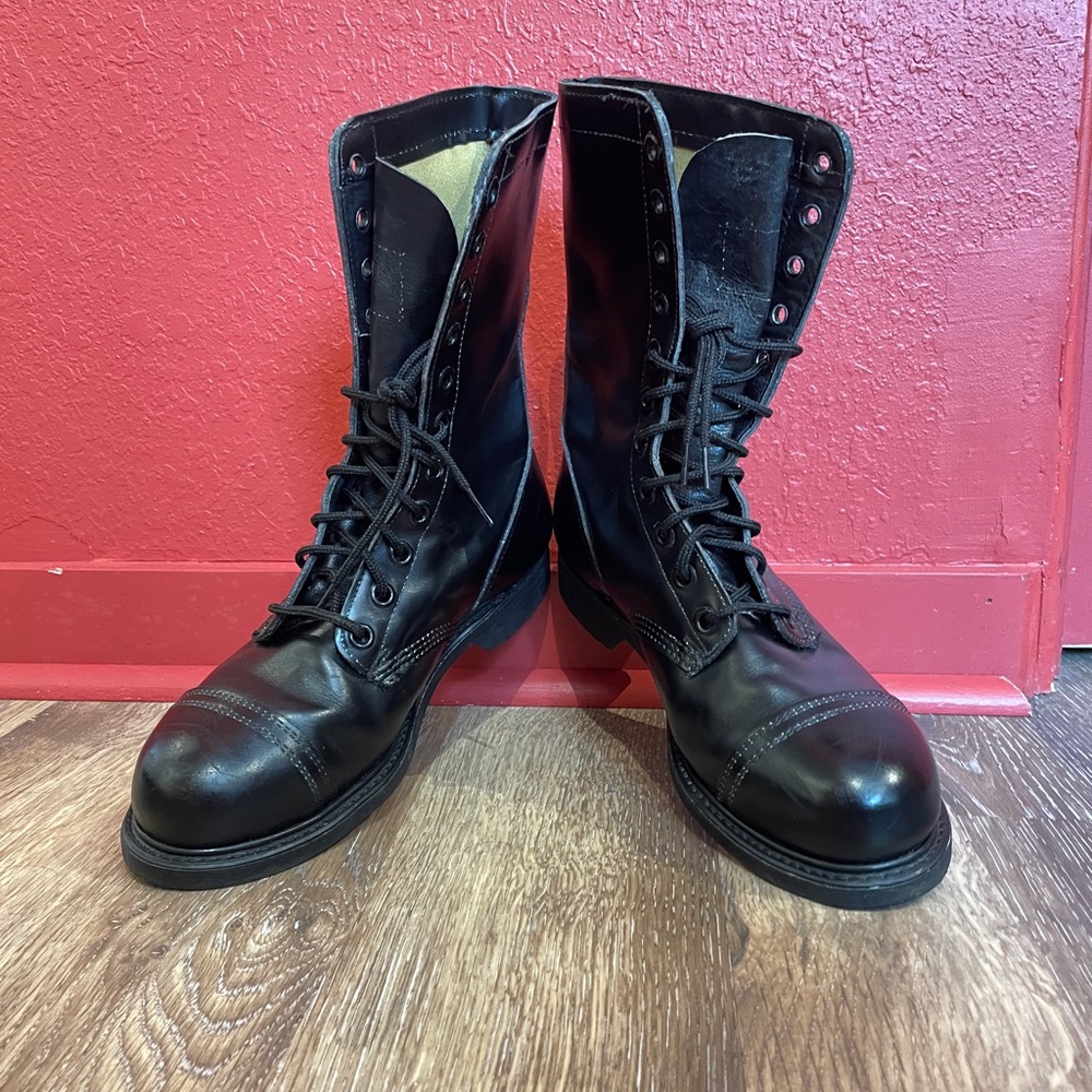 Black Leather Paratrooper Men's Boots